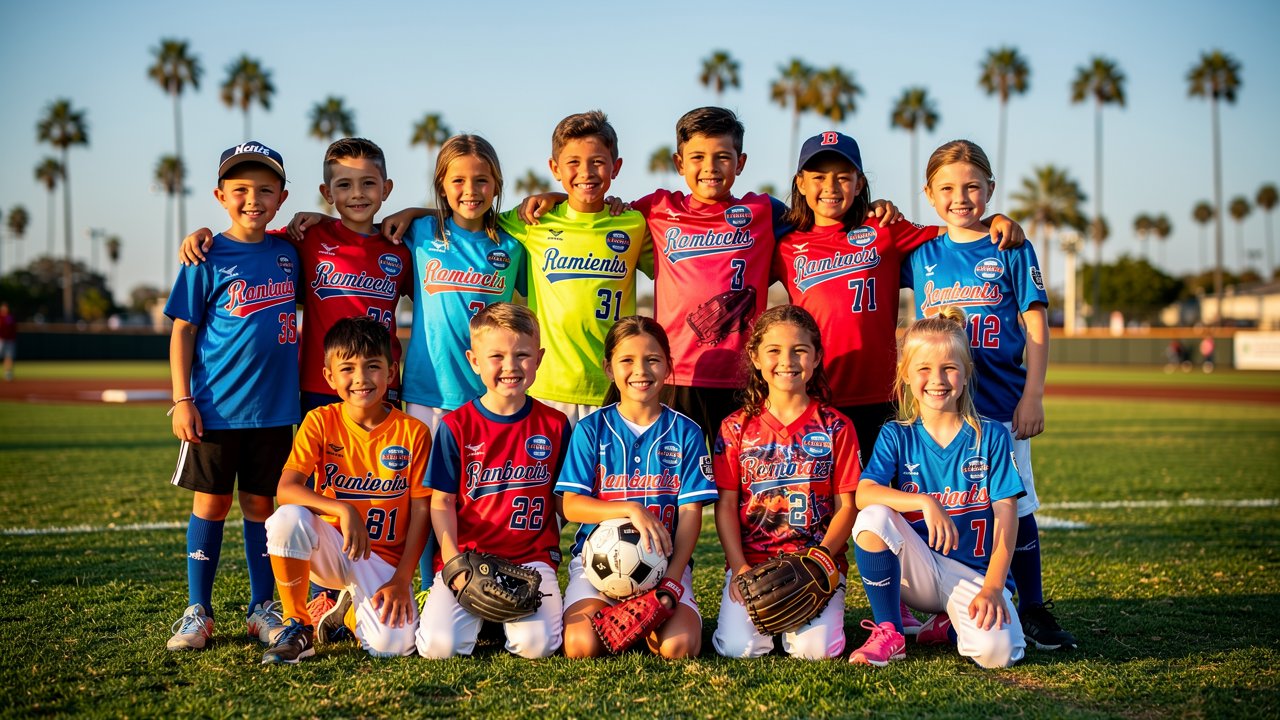 San Diego youth sports team in matching custom screen-printed jerseys